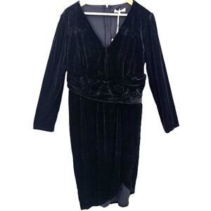 Grace‎ Karin Womens Plus Size 2X Black Long Sleeve Velvet Dress NWT